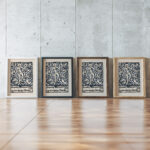 Kerstkaart met menselijke figuur en dieren 1906 Reijer Stolk framed posters mockup