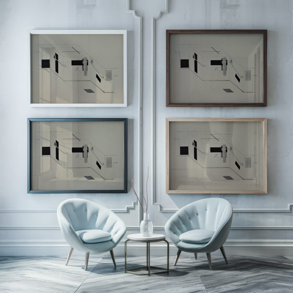 Kestnermappe Proun Rob. Levnis and Chapman GmbH Hannover 6 1923 El Lissitzky framed posters mockup