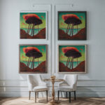 Kiefern mit roter Wolke 1909 Gustav Wunderwald framed posters mockup