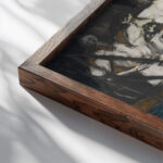 Kinder des Zwielichts – Orkus Children of the twilight – Orcus 1939 Max Beckmann close up dark wood mockup