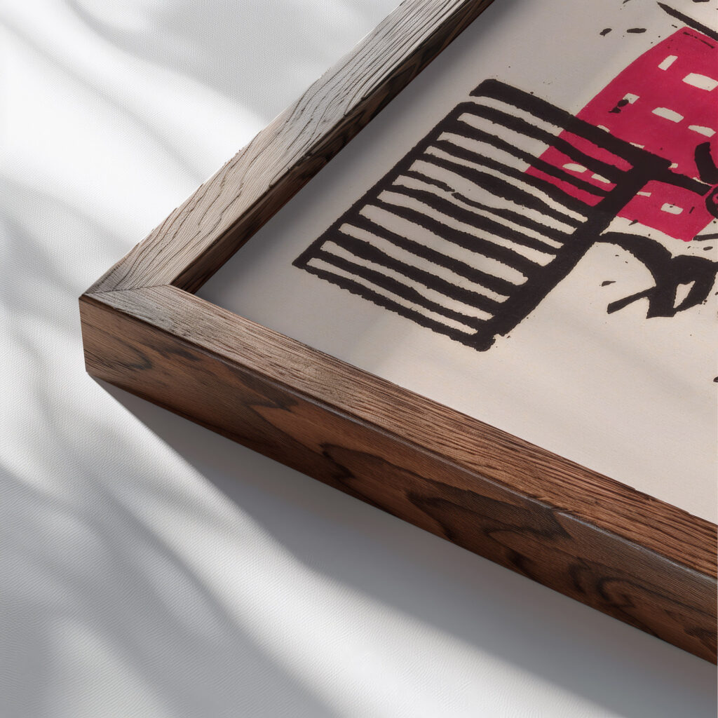 Kleine Welten V 1922 Wassily Kandinsky close up dark wood mockup