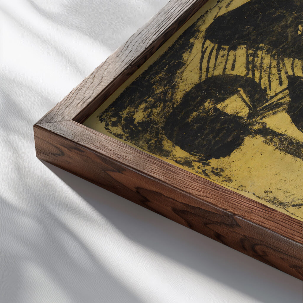 Knabe mit Katze 1920 Ernst Ludwig Kirchner close up dark wood mockup