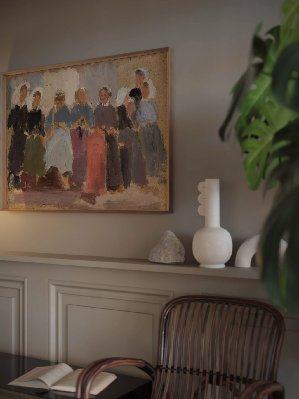 Knitting women – sketch 1918 Tadeusz Makowski video mockup