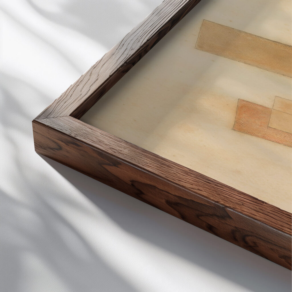Komposition 1920s Laszlo Moholy Nagy close up dark wood mockup