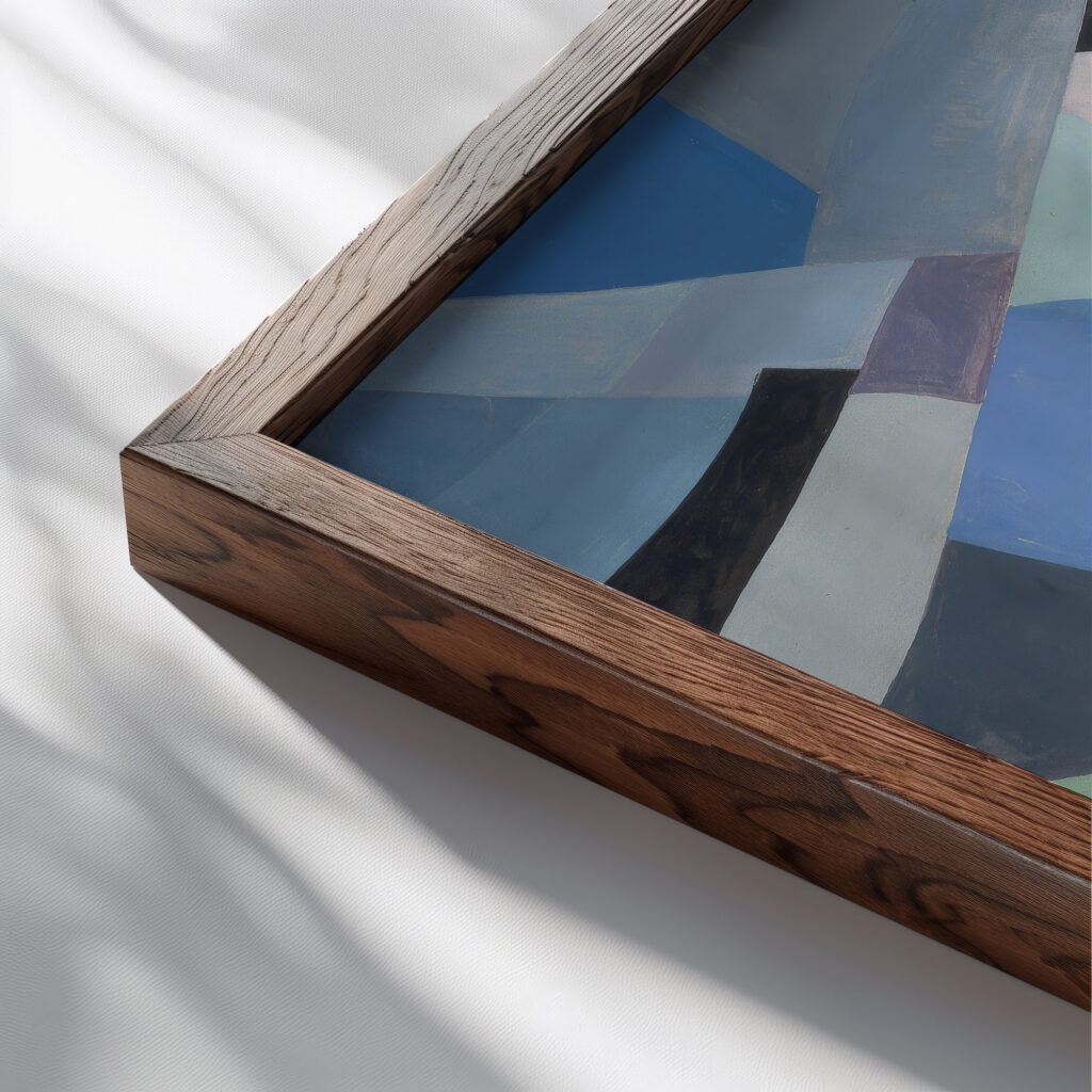 Komposition 1930 Otto Freundlich close up dark wood mockup