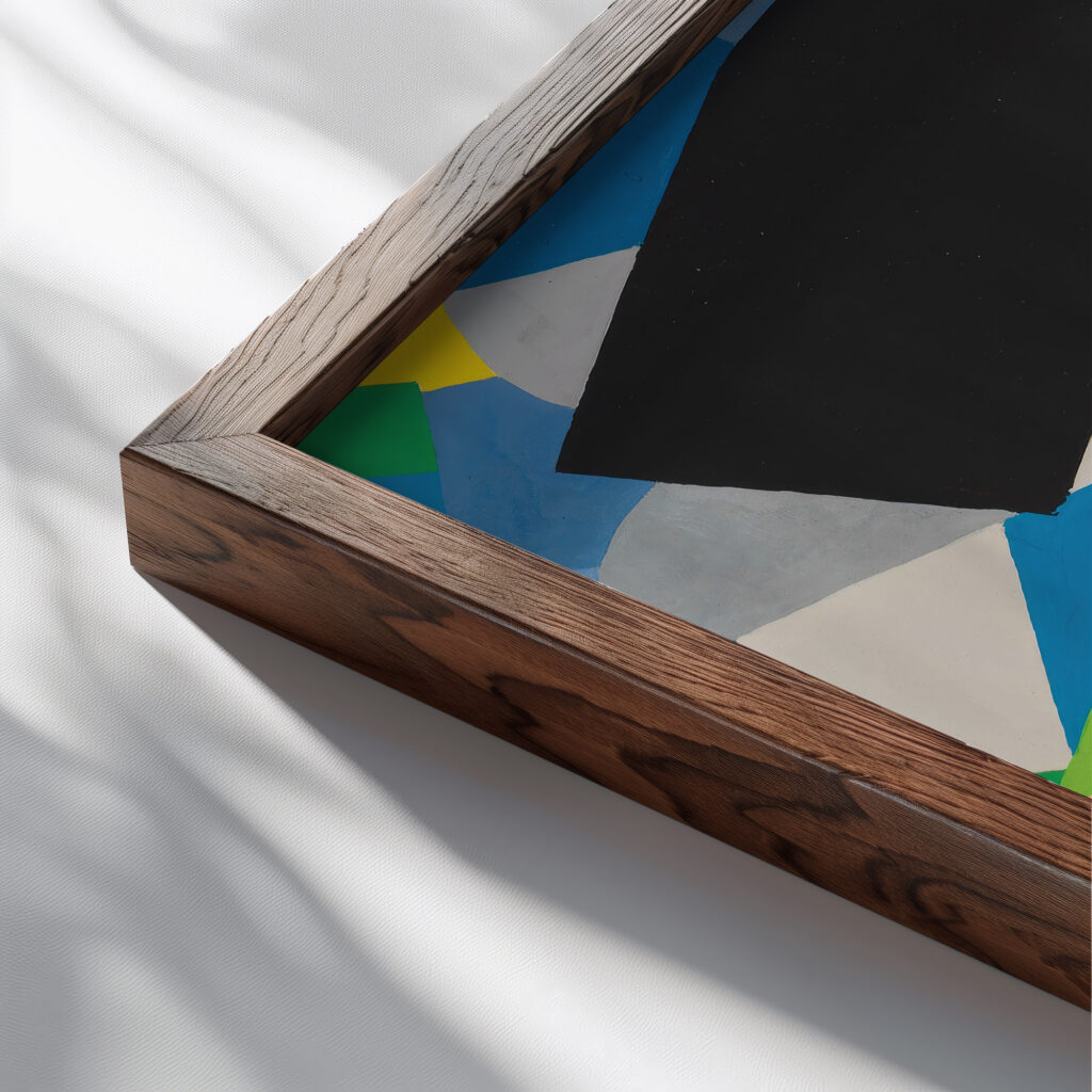Komposition 1936 Otto Freundlich close up dark wood mockup