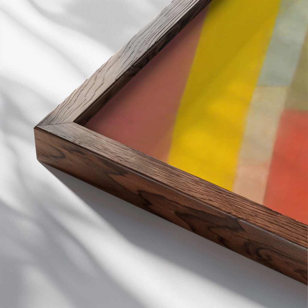 Komposition Circa 1931 Otto Freundlich close up dark wood mockup