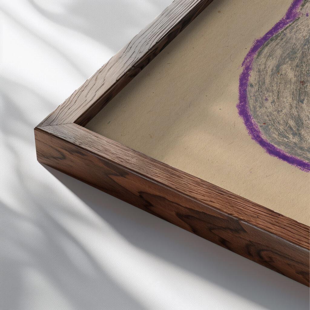 Komposition Felsen und Wolken around 1923 Karl Wiener close up dark wood mockup