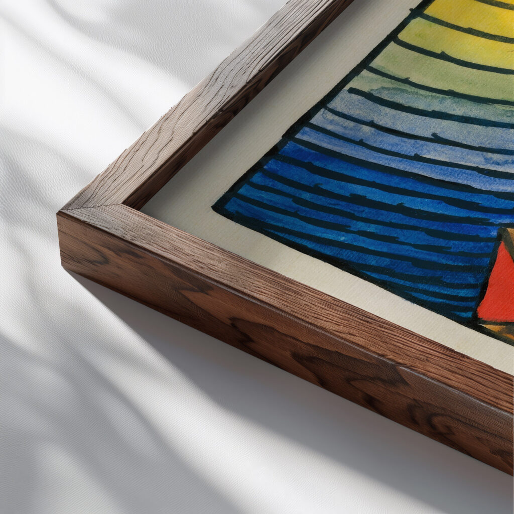 Komposition aus ‘Pflaster und Wiese XX 1924 Karl Wiener close up dark wood mockup