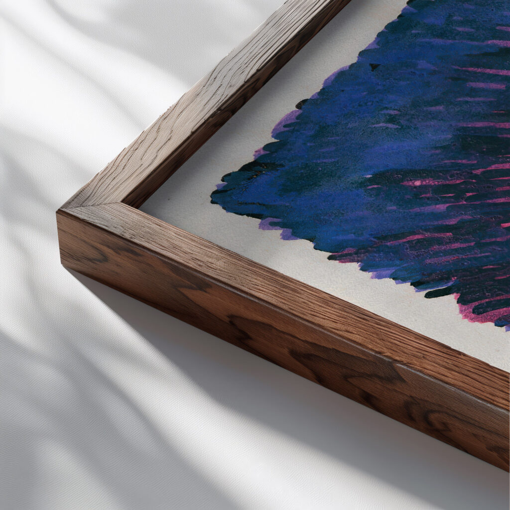 Komposition aus ‘Pflaster und Wiese XXI 1924 Karl Wiener close up dark wood mockup
