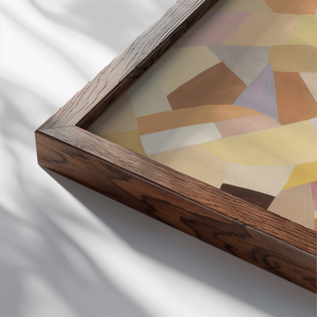 Komposition ca 1939 1942 Otto Freundlich close up dark wood mockup