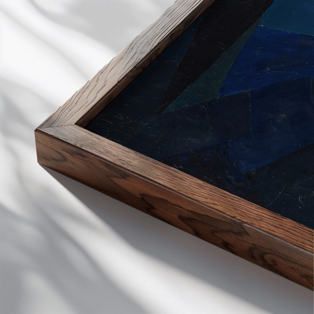 Komposition in Blau 1931 Otto Freundlich close up dark wood mockup