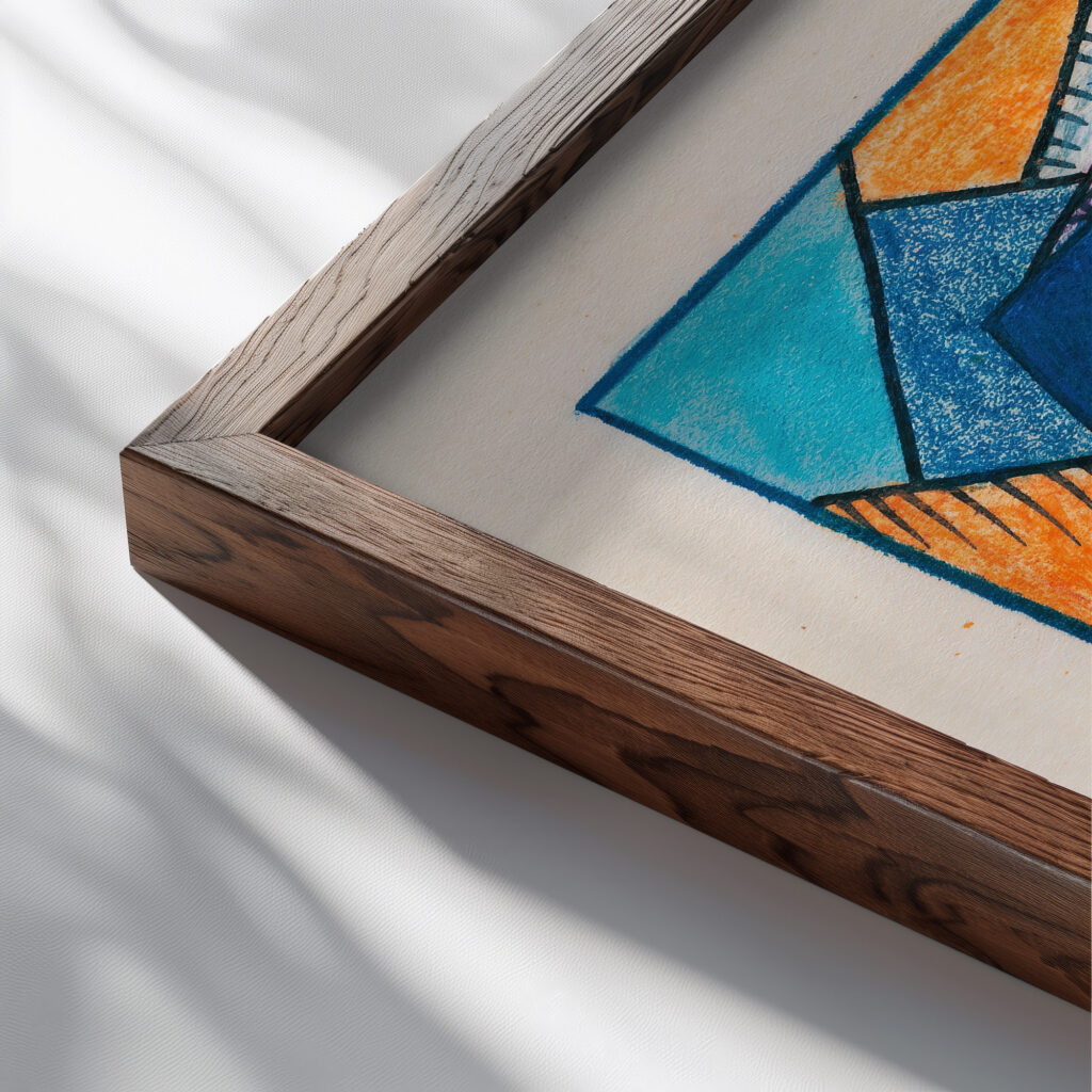 Komposition in Blau around 1921 Karl Wiener close up dark wood mockup