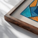 Komposition in Blau around 1921 Karl Wiener close up dark wood mockup