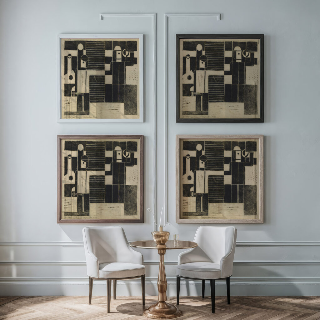 Komposition med en arbejder og en bonde 1931 1932 Franz Wilhelm Seiwert framed posters mockup