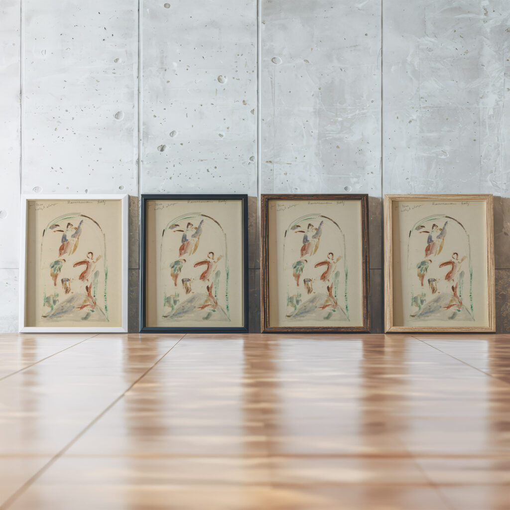 Kompositionsstudie med bl.a. to svaevende engle 1913 – 1914 J.A. Jerichau framed posters mockup