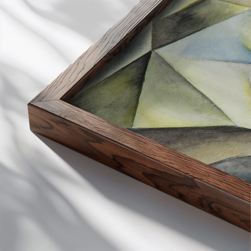 Kompozycja 1920 Jerzy Hulewicz close up dark wood mockup
