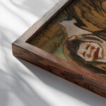 Kompozycja Zielone oko 1918 Stanislaw Ignacy Witkiewicz close up dark wood mockup