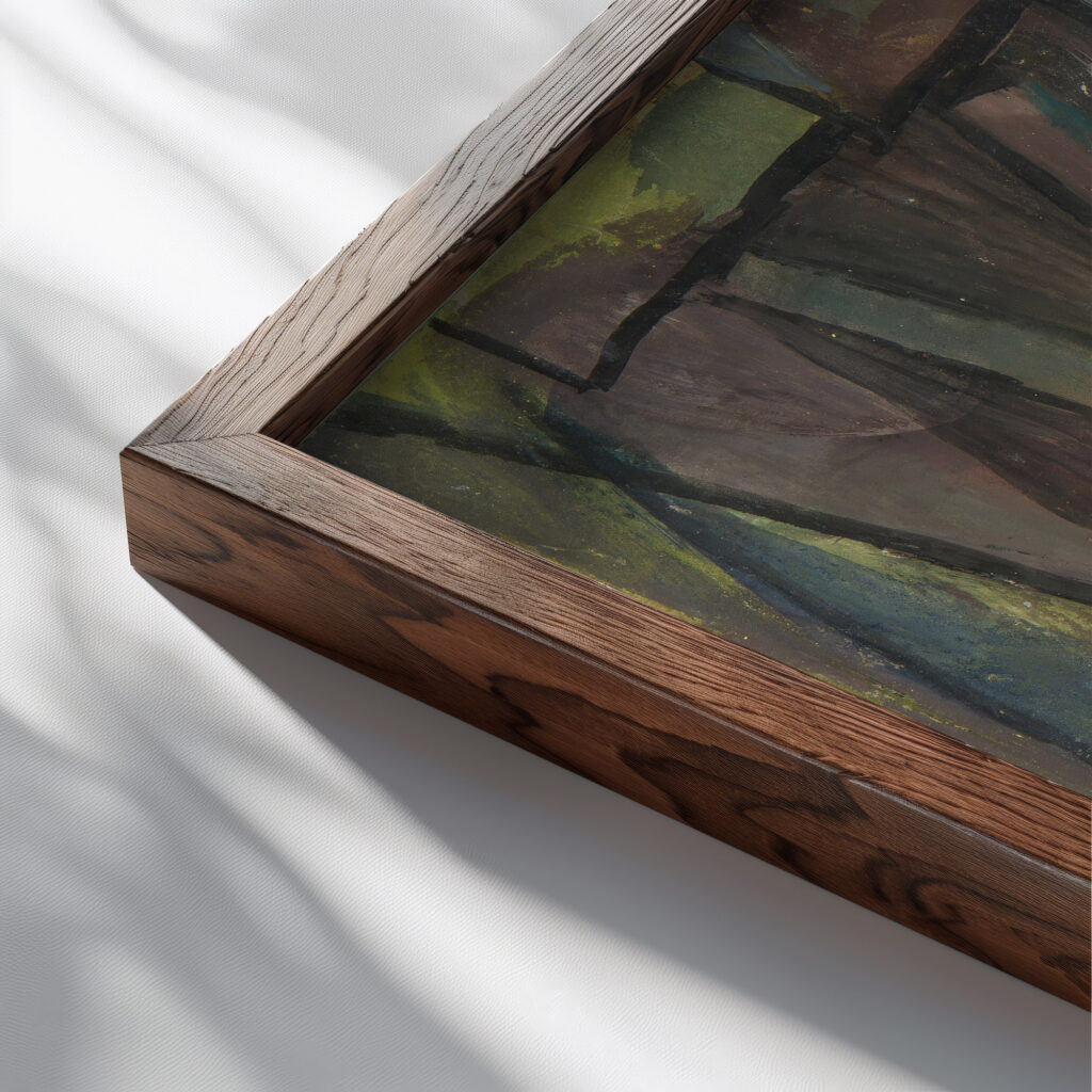 Kompozycja abstrakcyjna 1934 Sasza Blonder close up dark wood mockup