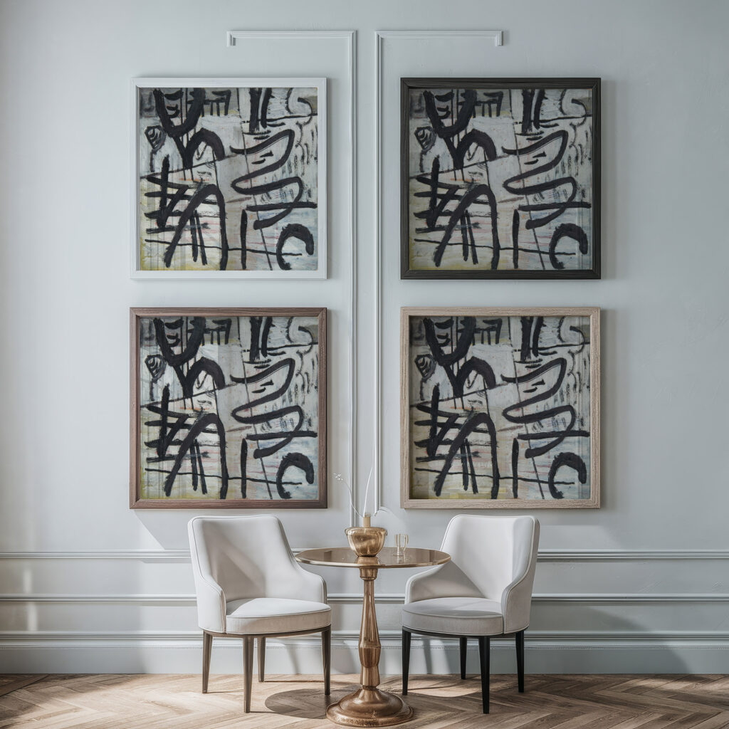 Kompozycja abstrakcyjna z czarnymi liniami 1937 Sasza Blonder framed posters mockup