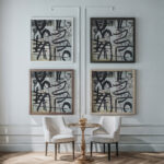 Kompozycja abstrakcyjna z czarnymi liniami 1937 Sasza Blonder framed posters mockup