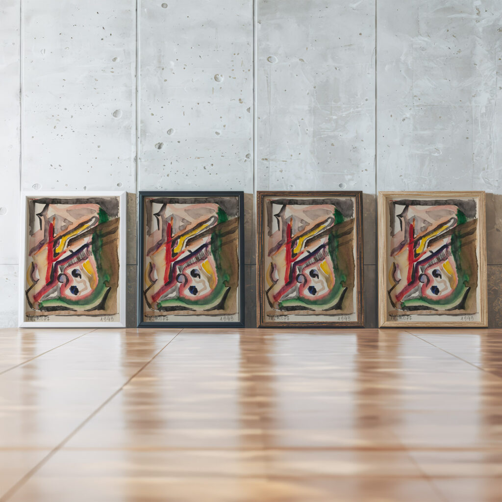 Kompozycja po wystawie ‘Nowoczesnych w TPSP 1949 Marian Kopf framed posters mockup