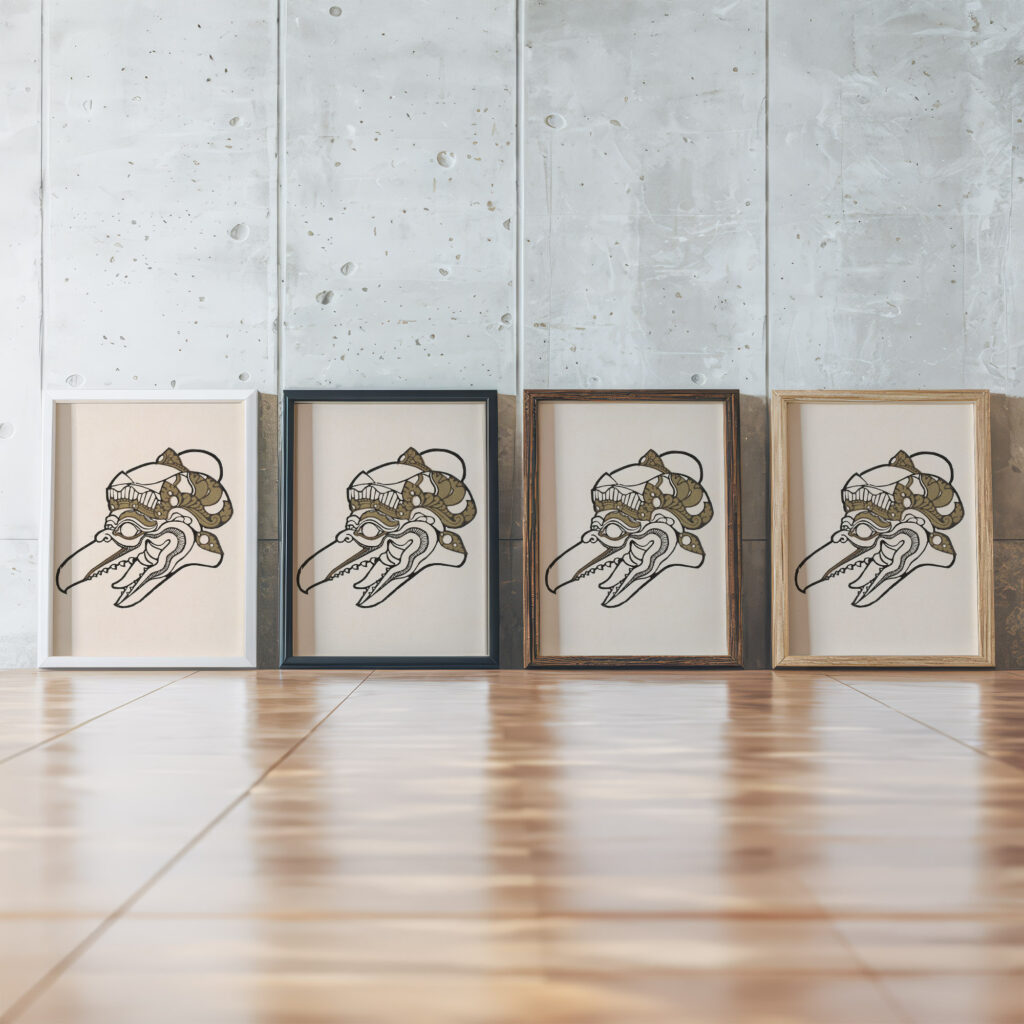 Kop van Garoeda 1942 Reijer Stolk framed posters mockup