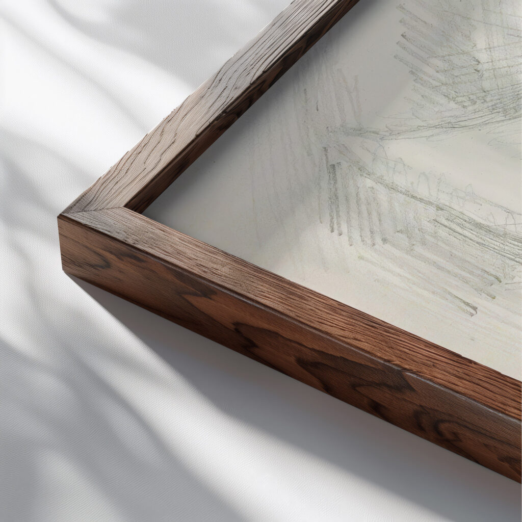 Kop van een vrouw in profiel naar links 1906 Reijer Stolk close up dark wood mockup