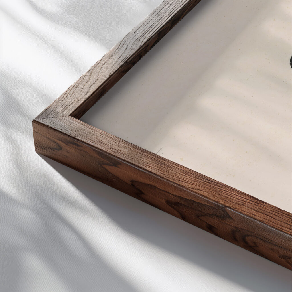 Kop van een wajangpop 1942 Reijer Stolk close up dark wood mockup
