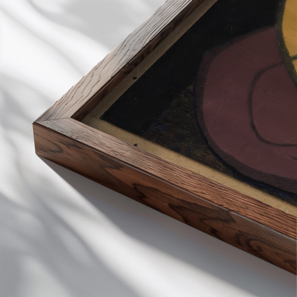 Kopf Dr. Bauer Farbstock II 1933 Ernst Ludwig Kirchner close up dark wood mockup