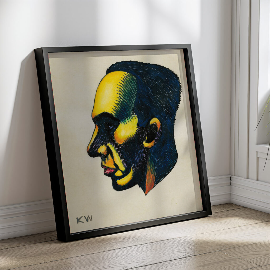 Kopfstudie aus ‘Profile 10 Blatter Graz I 1924 Karl Wiener 4 mockup