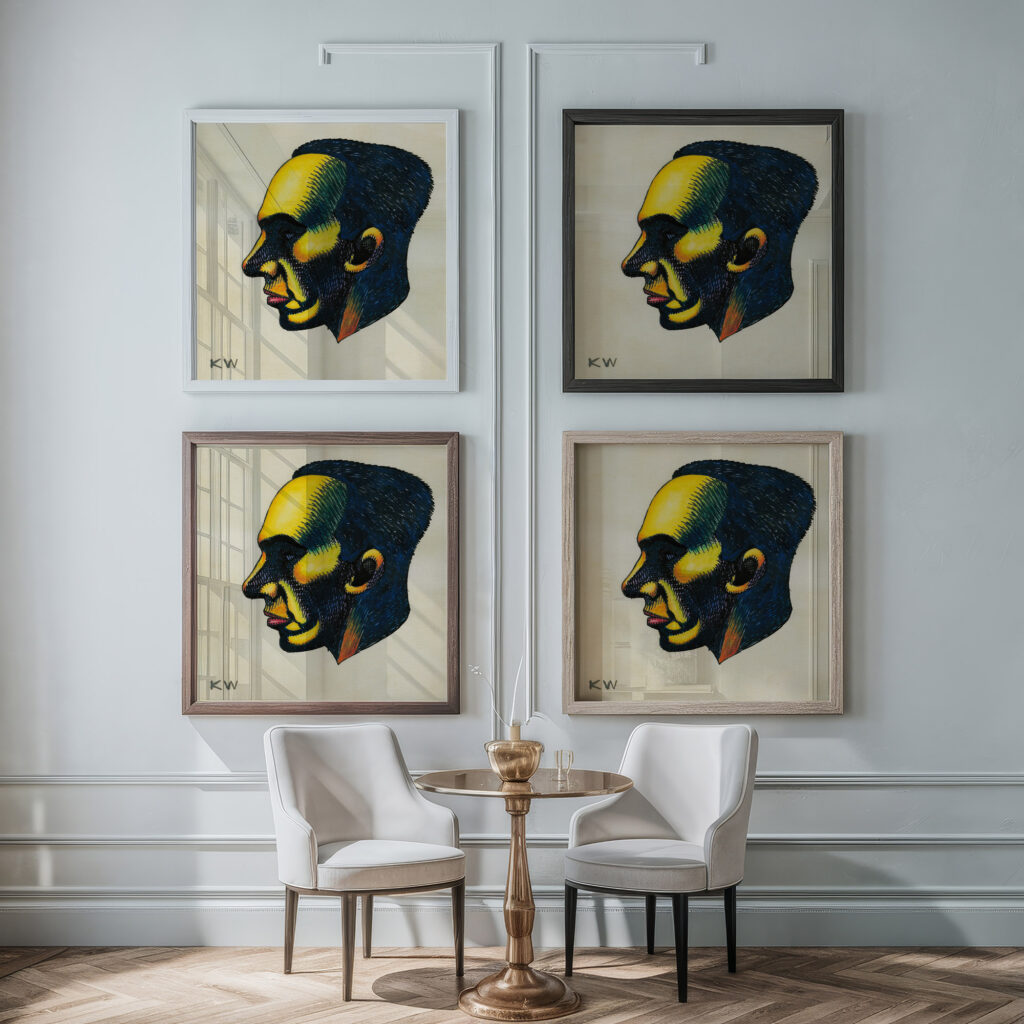 Kopfstudie aus ‘Profile 10 Blatter Graz I 1924 Karl Wiener framed posters mockup