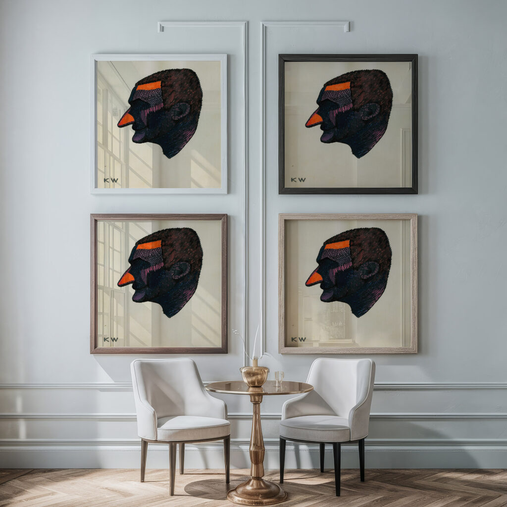 Kopfstudie aus ‘Profile 10 Blatter Graz II 1924 Karl Wiener framed posters mockup