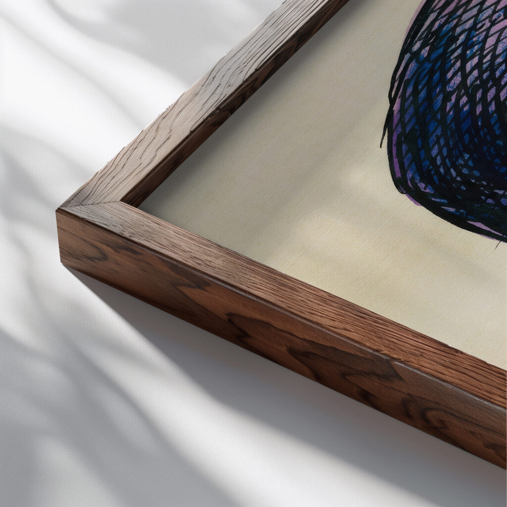 Kopfstudie aus ‘Profile 10 Blatter Graz III 1924 Karl Wiener close up dark wood mockup