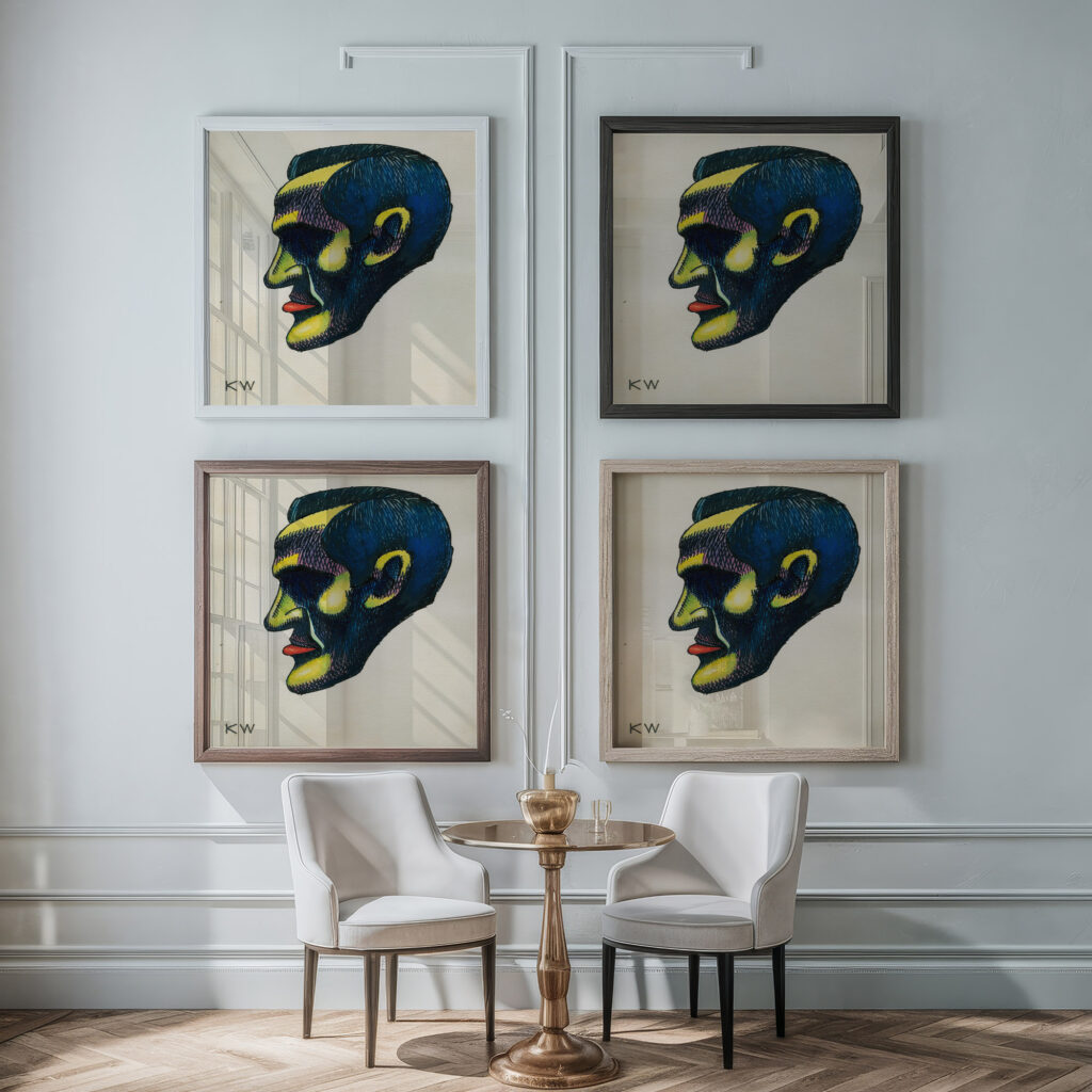 Kopfstudie aus ‘Profile 10 Blatter Graz IV 1924 Karl Wiener framed posters mockup