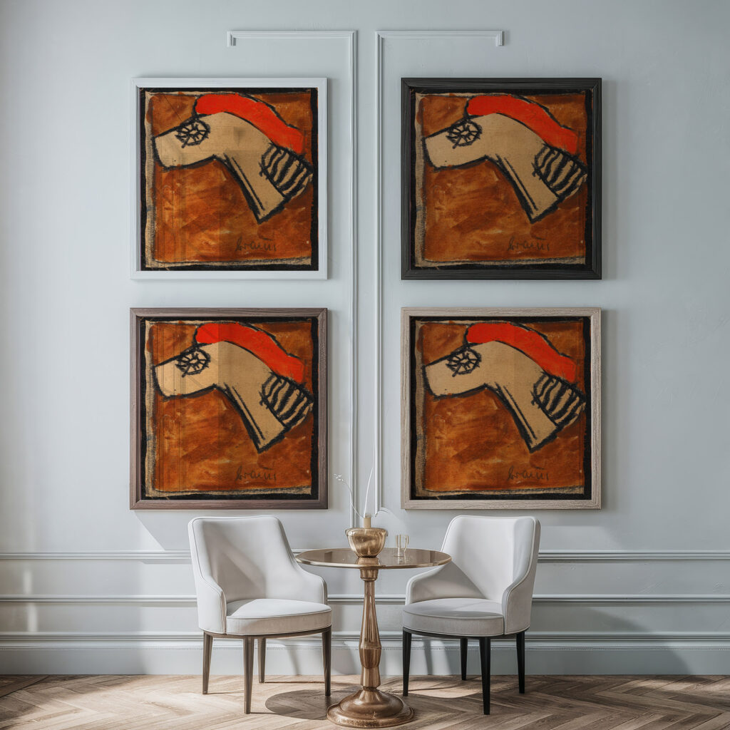 Kopfteil eines Rossharnisch 1918 Egon Schiele framed posters mockup