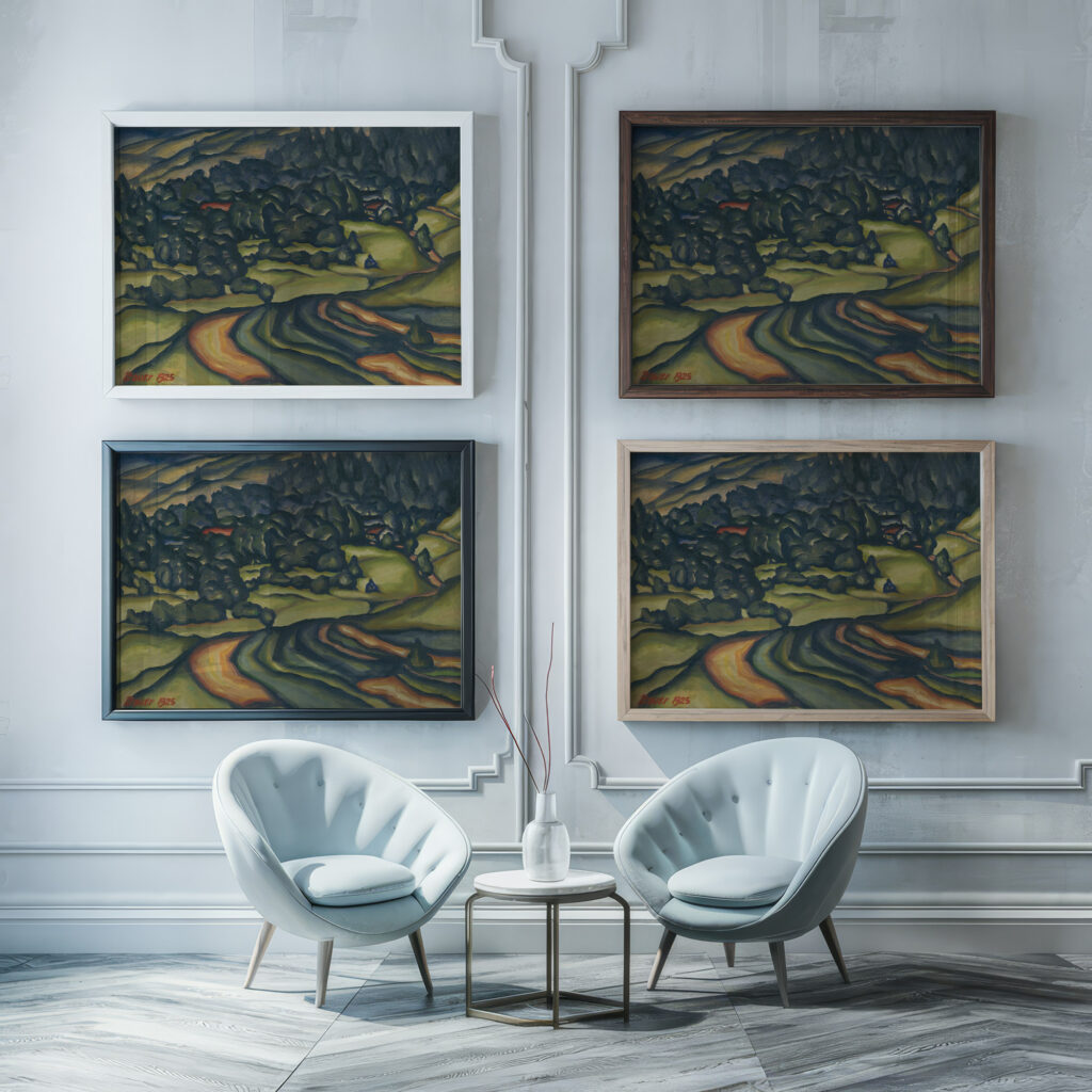 Krajina 1925 Konstantin Bauer framed posters mockup