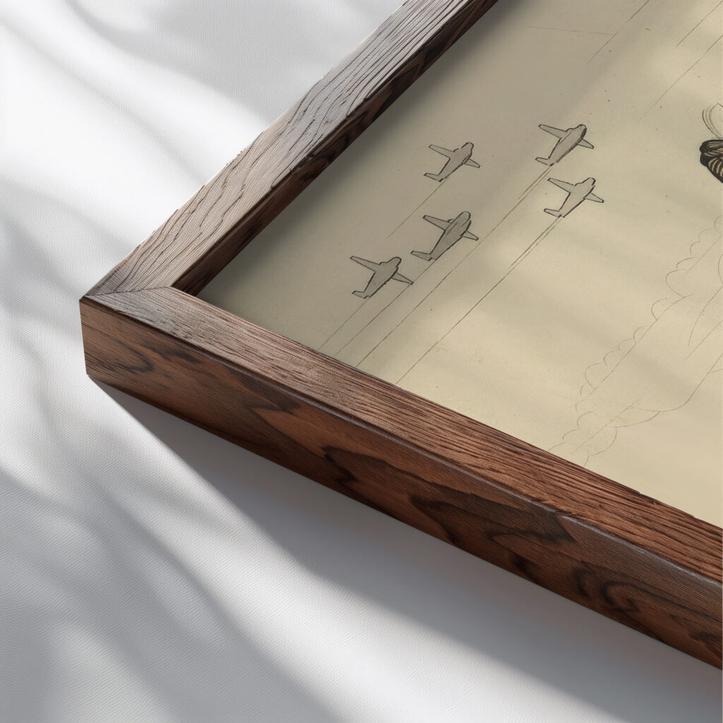 Kriegs Idylle around 1935 Karl Wiener close up dark wood mockup