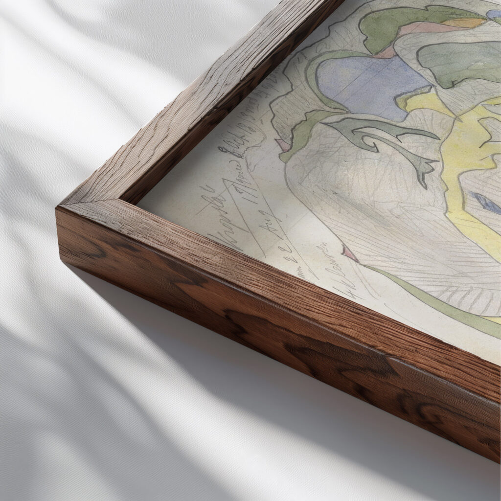 Kropsla en bloemmotieven 1917 08 22 Theo Colenbrander close up dark wood mockup