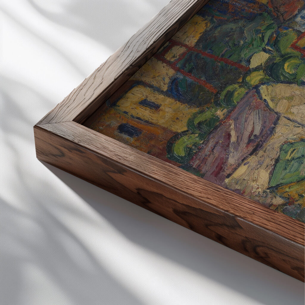 Krumauer Stadtlandschaft 1920 Anton Emanuel Peschka close up dark wood mockup