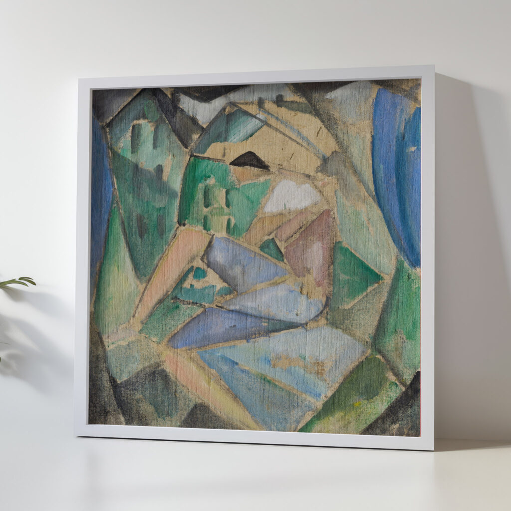 Kubistische Figur mit Hausern 1913 Hermann Stenner 5 mockup