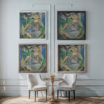 Kubistische Figur mit Hausern 1913 Hermann Stenner framed posters mockup