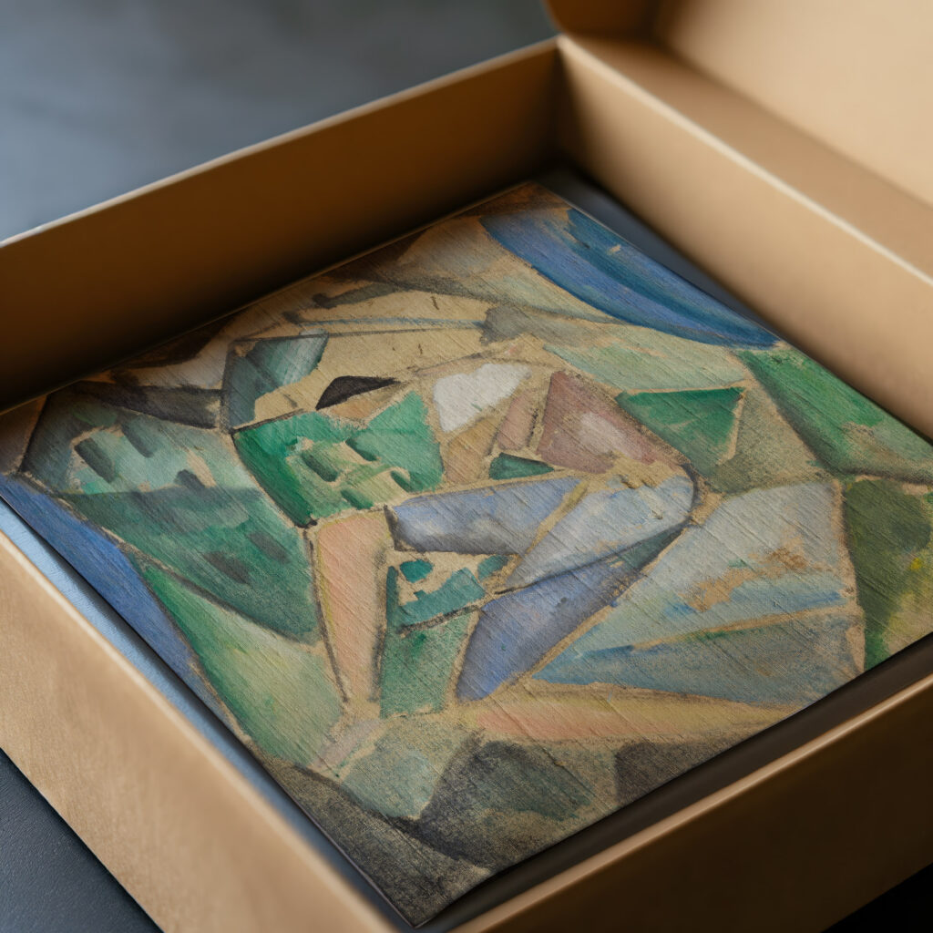 Kubistische Figur mit Hausern 1913 Hermann Stenner video mockup