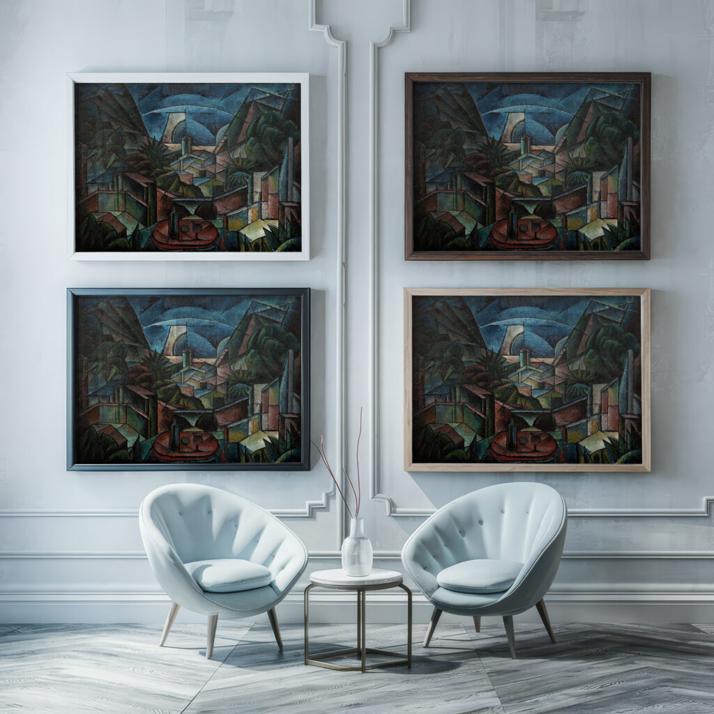 Kubofuturistische Landschaft 1920 Fritz Stuckenberg framed posters mockup