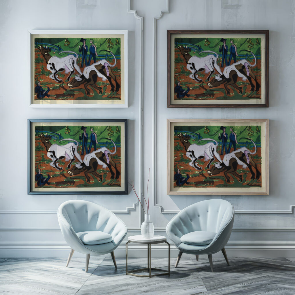 Kuhe im Fruhling 1933 Ernst Ludwig Kirchner framed posters mockup