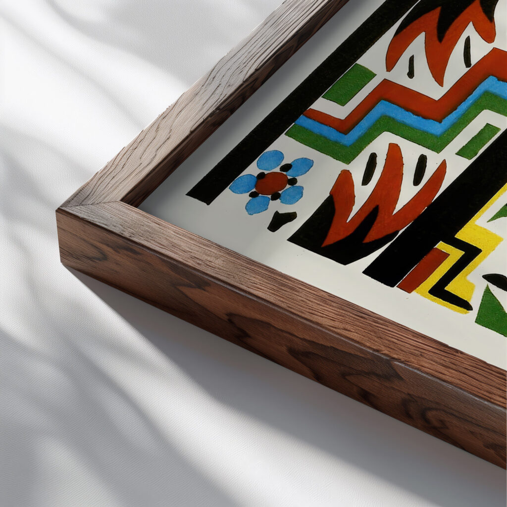 Kunstgewerbliche Schmuckformen fur die Flache Pl 16 1920 Christian Stoll close up dark wood mockup