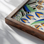 Kunstgewerbliche Schmuckformen fur die Flache Pl 21 1920 Christian Stoll close up dark wood mockup