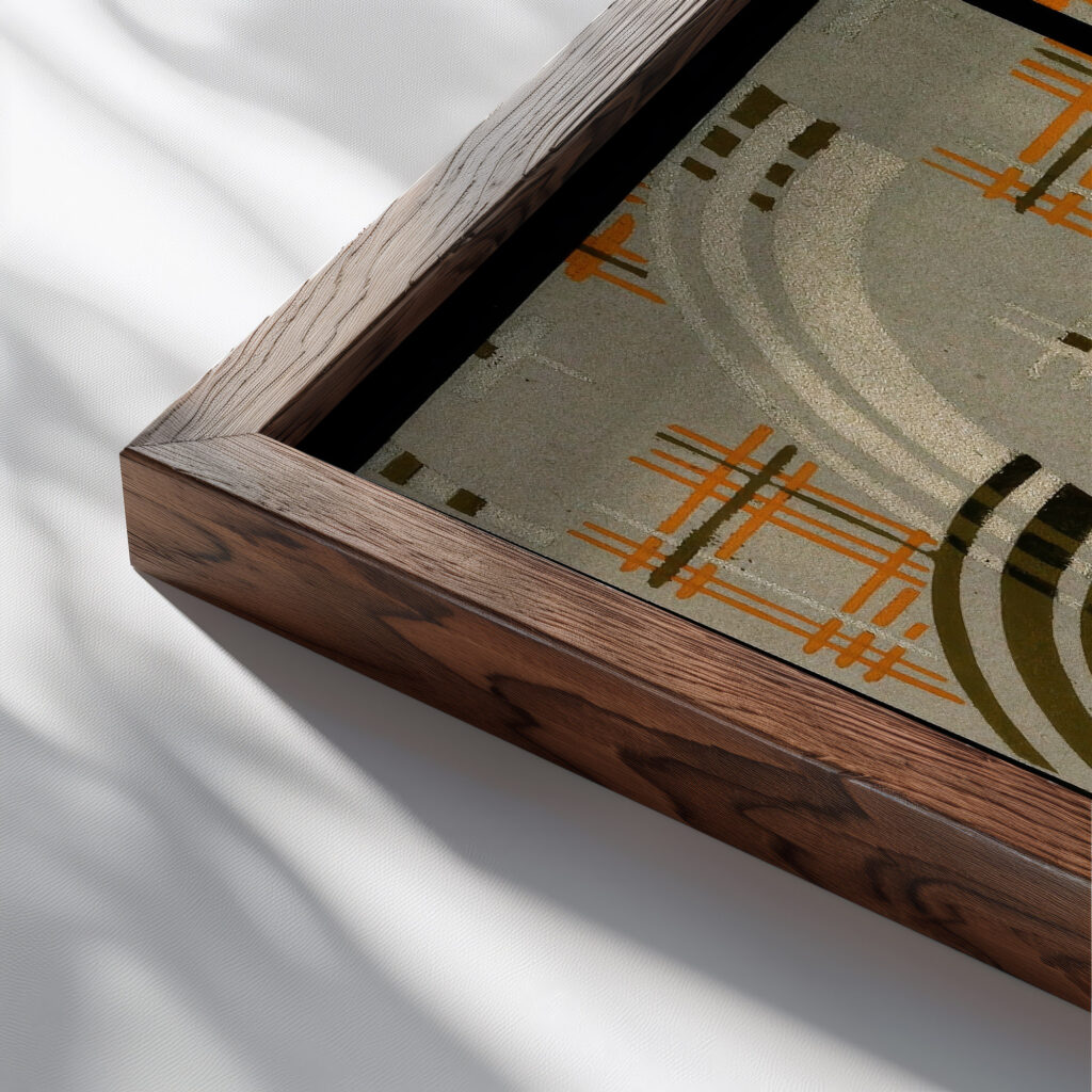 Kunstgewerbliche Schmuckformen fur die Flache Pl 34 1920 Christian Stoll close up dark wood mockup