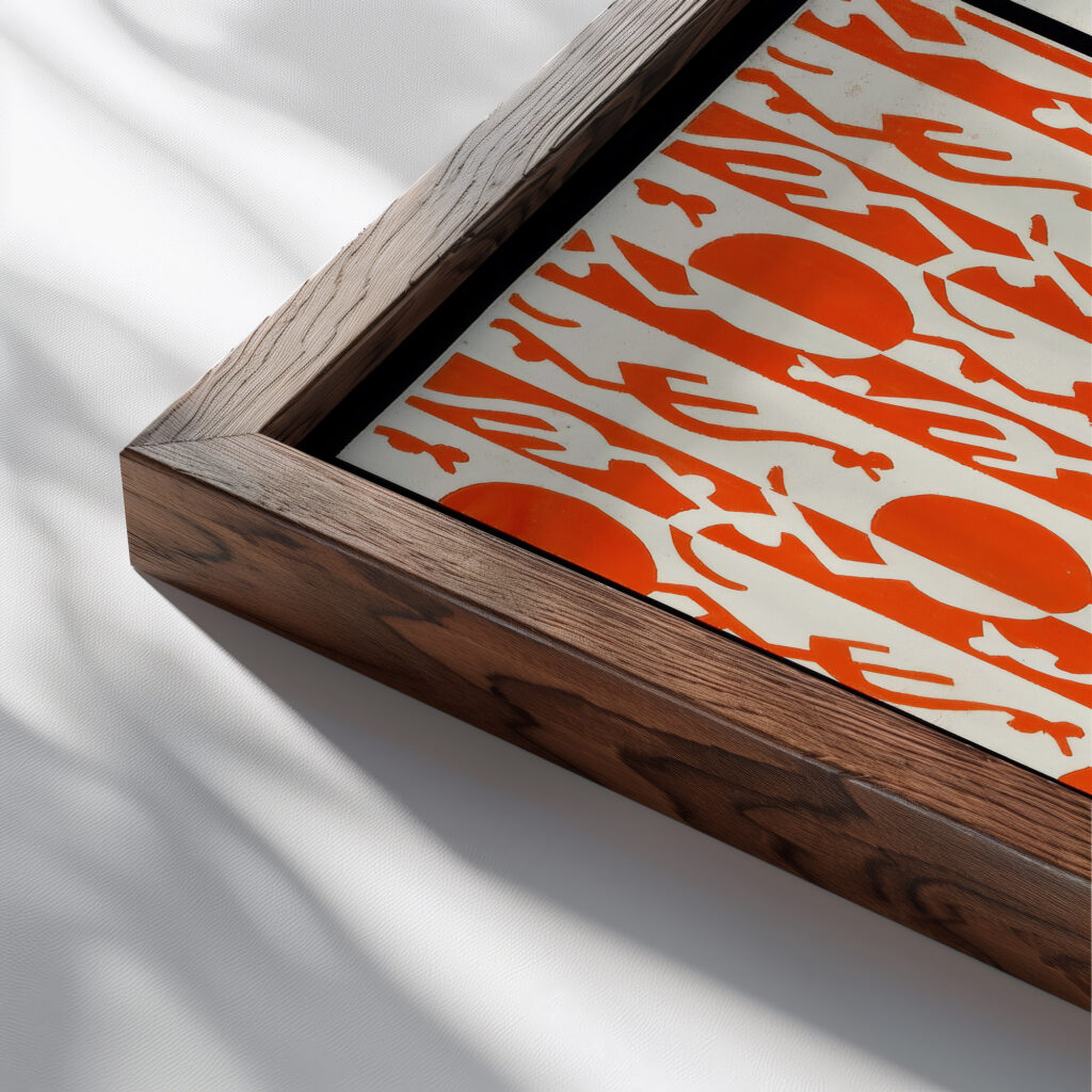 Kunstgewerbliche Schmuckformen fur die Flache Pl 39 1920 Christian Stoll close up dark wood mockup