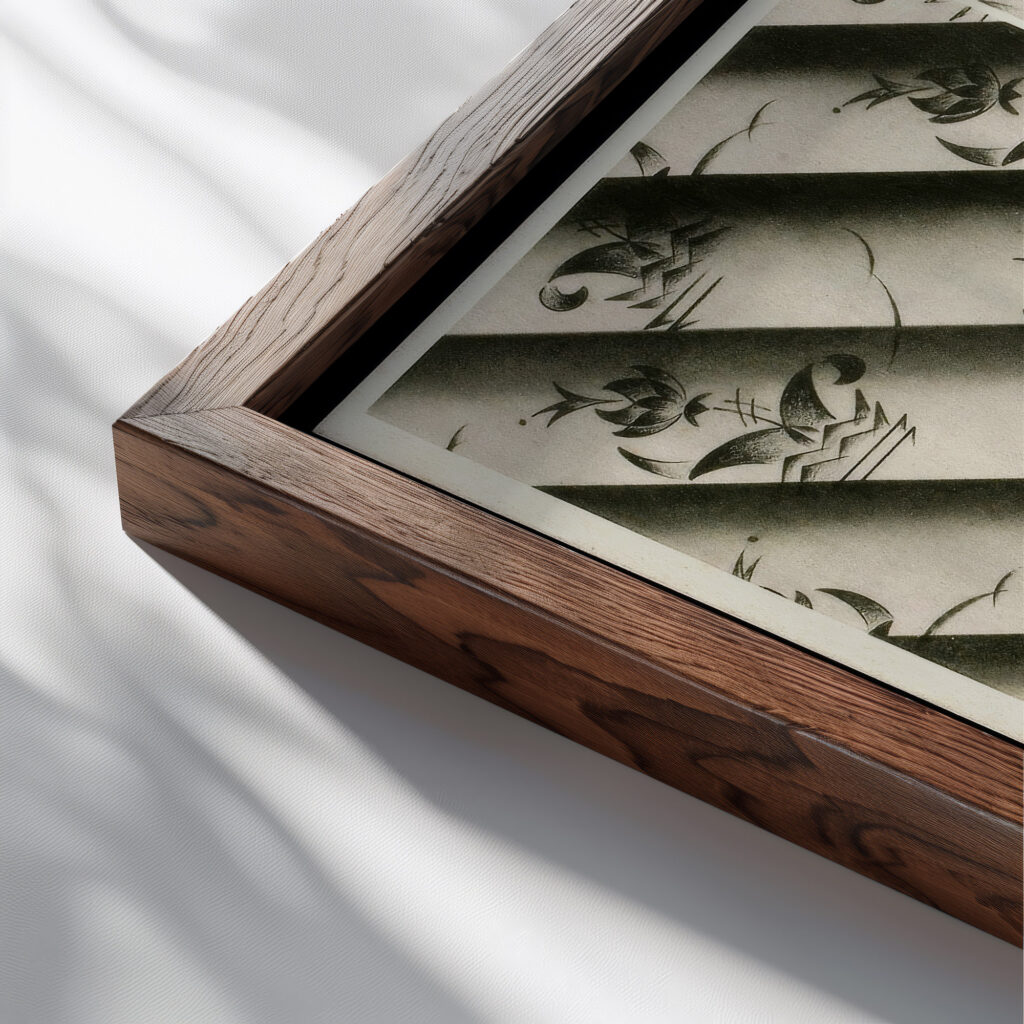 Kunstgewerbliche Schmuckformen fur die Flache Pl 40 1920 Christian Stoll close up dark wood mockup
